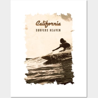 ☀ California ✪ Surfers Heaven ✪ Vintage Retro art style poster ✔ ✅ Posters and Art